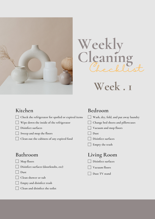 Weekly house cleaning checklist